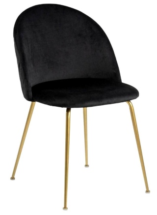 PIKOWANE CZARNE KRZESŁO GLAMOUR, ZŁOTE NOGI, METAL, DO JADALNI, DO SALONU