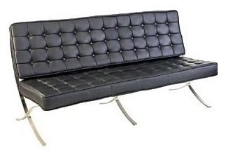 Sofa BA3 3 osobowa, czarna ekoskóra PU