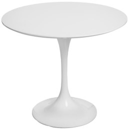 Stół okrągły biały, 90 cm, jedna noga, METAL, MDF