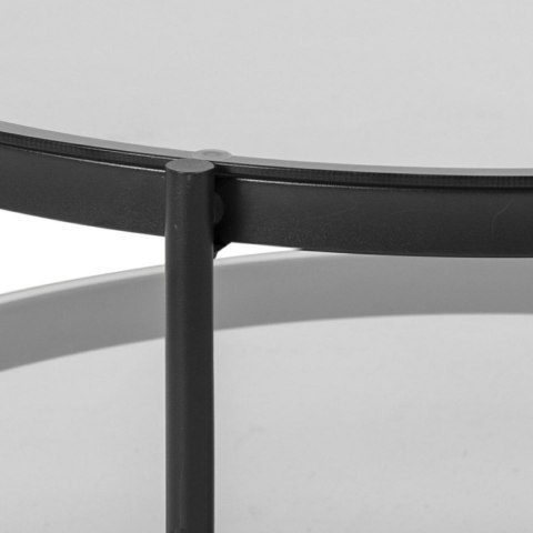 CZARNY OKRĄGŁY STOLIK LOFT, METALOWY, SZKLANY BLAT, Z PÓŁKĄ, 75 CM CZARNY OKRĄGŁY STOLIK LOFT, METALOWY, SZKLANY BLAT, Z PÓŁKĄ, 75 CM