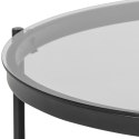 Stolik LOFT - czarny metal, szklany blat, okrągły