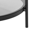 Stolik LOFT - czarny metal, szklany blat, okrągły