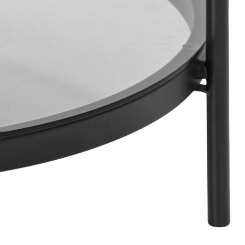 CZARNY OKRĄGŁY STOLIK LOFT, METALOWY, SZKLANY BLAT, Z PÓŁKĄ, 75 CM CZARNY OKRĄGŁY STOLIK LOFT, METALOWY, SZKLANY BLAT, Z PÓŁKĄ, 75 CM