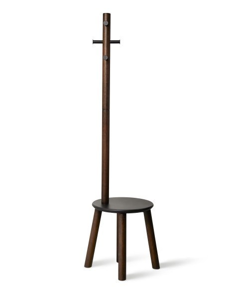 Wieszak oraz stołek Pillar czarny/orzech Wieszak oraz stołek Pillar czarny/orzech