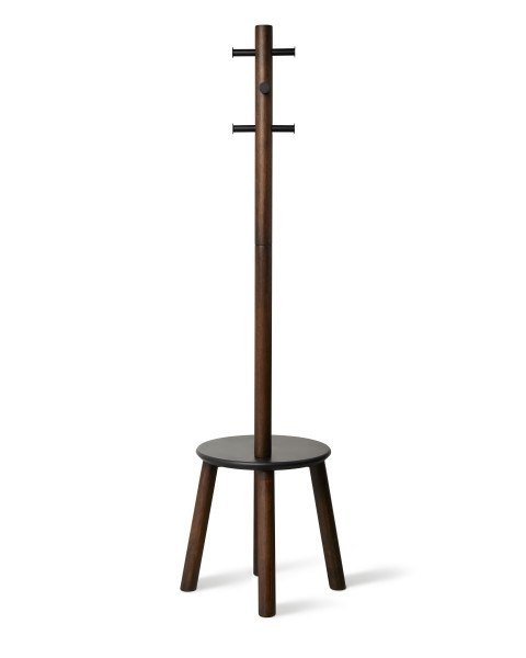 Wieszak oraz stołek Pillar czarny/orzech Wieszak oraz stołek Pillar czarny/orzech