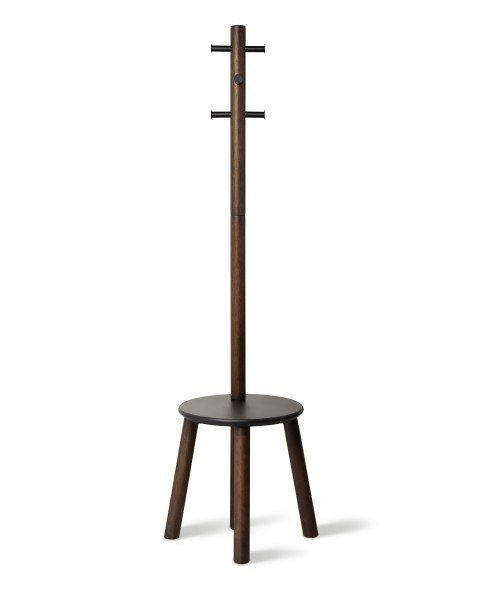 Wieszak oraz stołek Pillar czarny/orzech Wieszak oraz stołek Pillar czarny/orzech