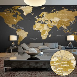 Fototapeta Samoprzylepna - 490x280 Mapa świata Złota
