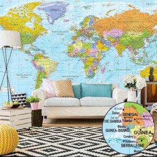 Fototapeta Samoprzylepna - 490x280 Mapa Świata Kolor