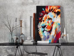 Obraz do samodzielnego malowania - Portret kolorowego lwa