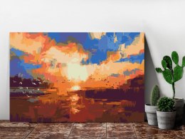Obraz do samodzielnego malowania - Zachód słońca nad jeziorem