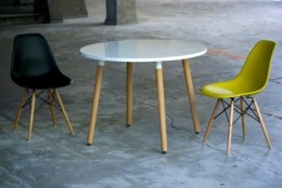 OKRĄGŁY BIAŁY STÓŁ SCANDI, 110 CM, JESION, MDF