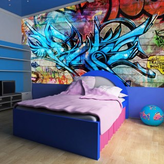 Fototapeta - Niebieski napis Graffiti