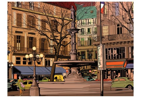 Fototapeta - Paryż, Fontanna, Komiks Fototapeta - Paryż, Fontanna, Komiks