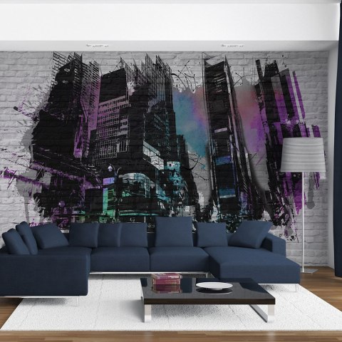 Fototapeta - Graffiti, budynki, mur Fototapeta - Graffiti, budynki, mur