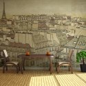 Fototapeta - Panorama Paryża, Vintage