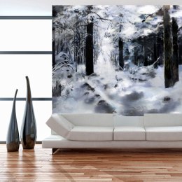 Fototapeta - Zimowy las, malowany las