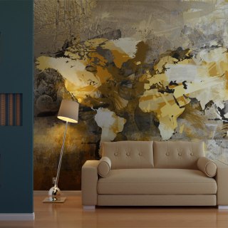 Fototapeta - Żółta mapa świata LOFT