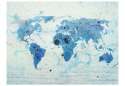 Fototapeta - Malowana niebieska mapa