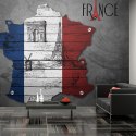 Fototapeta - Mapa, Flaga Francji