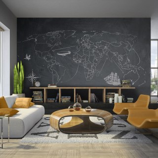 Fototapeta - Mapa Świata na tablicy