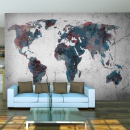 Fototapeta - Betonowa Mapa Świata