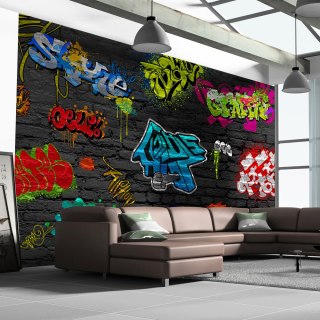 Fototapeta - Ciemny mur, Graffiti