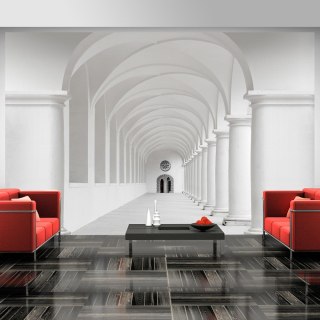 Fototapeta - Biały Korytarz Filary 3D