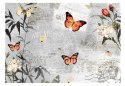 Fototapeta - Motyle i kwiaty Vintage