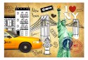 Fototapeta - Nowy Jork, statua, taxi