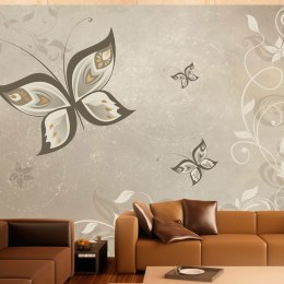 Fototapeta - Beżowe motyle, rośliny