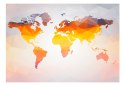 Fototapeta - Pomarańczowa mapa świata