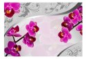 Fototapeta - Srebrny wzór i orchidea