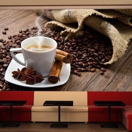 Fototapeta - Ziarna i filiżanka kawy