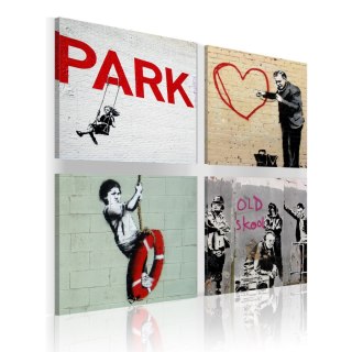 Kwadratowy Obraz - Banksy - znane graffiti
