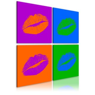 Kwadratowy Obraz - Pocałunki: Pop art