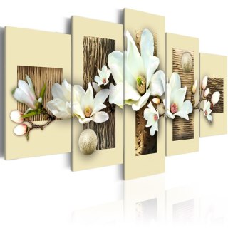 Obraz 5-częściowy - Tekstura i magnolia