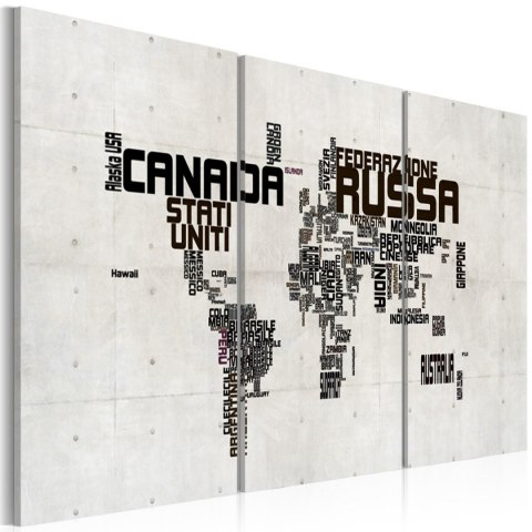 OBRAZ NA ŚCIANĘ DO SALONU, 60 x 30 cm, 3 CZĘŚCIOWY - Mapa świata po włosku OBRAZ NA ŚCIANĘ DO SALONU, 60 x 30 cm, 3 CZĘŚCIOWY - Mapa świata po włosku
