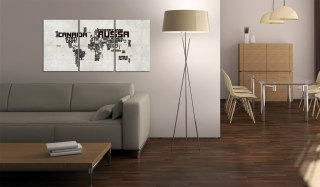 OBRAZ NA ŚCIANĘ DO SALONU, 60 x 30 cm, 3 CZĘŚCIOWY - Mapa świata po włosku