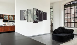 OBRAZ NA ŚCIANĘ DO SALONU, 100 x 50 cm, 5 CZĘŚCIOWY - Black or white? - 5 pieces