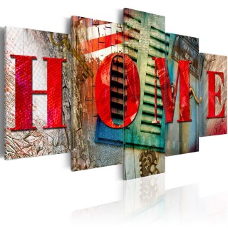 Obraz 5-częściowy - Czerwony Napis Home