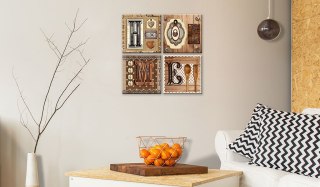 Kwadratowy Obraz - Napis HOME Vintage