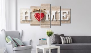 Obraz 5-częściowy - Napis HOME, Serce