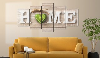 Obraz 5-częściowy - HOME, Zielone serce