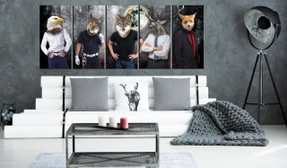 DUŻY OBRAZ NA ŚCIANĘ, 225 x 90 cm, 5 CZĘŚCIOWY Zwierzęce oblicza