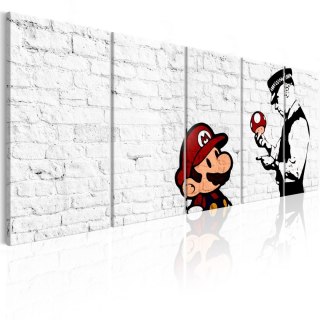 Obraz 5-częściowy - Graffiti Banksy - Mario