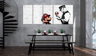 Obraz 5-częściowy - Graffiti Banksy - Mario