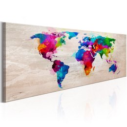 Obraz 150 x 50 cm - Mapa świata: Finezja kolorów