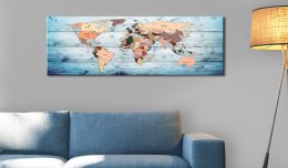 Obraz 150 x 50 cm - Mapy świata: Szafirowe podróże