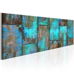 Obraz 150 x 50 cm - Metalowa mozaika: Niebieski