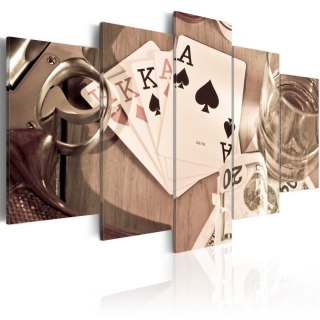 Obraz 5-częściowy - Pokerowa noc - sepia